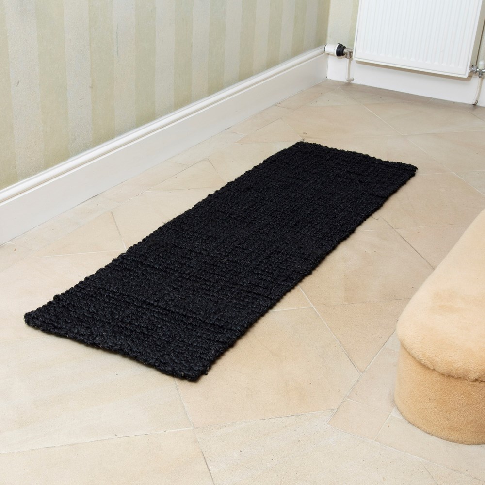 Whitefield Jute Boucle Runner Mat in Black